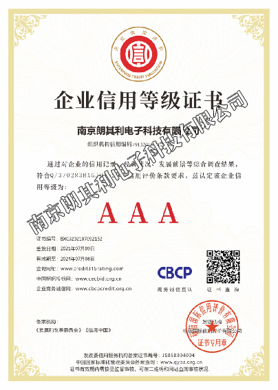 2021年企業(yè)信用等級(jí)證書